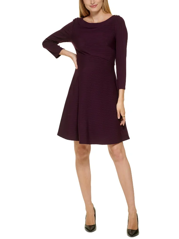 Effortless Style Womens Ribbed Knee Fit & Flare Dress