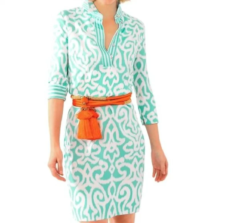 Trendy Boutiques Online Everywhere Dress - Arabesque In Turquoise