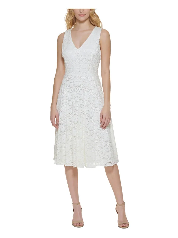 Limited-Time Offers You Can't Ignore Womens Lace Overlay Knee Length Fit & Flare Dress