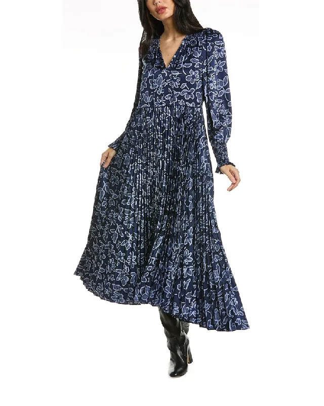 Clearance Event Rebecca Taylor Vera Fleur Tie-Front Pleated Dress