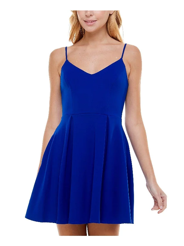 Friday Deals You Can't Resist Juniors Womens Pocket Short Fit & Flare Dress