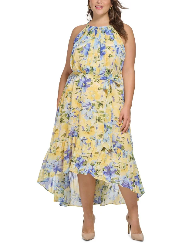 Women's Outdoor Attire Plus Womens Cut-Out Hi-Low Fit & Flare Dress