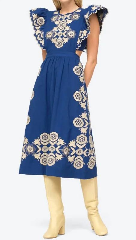 High-Fashion Women's Clothing Manuela Apron Dress in Blue