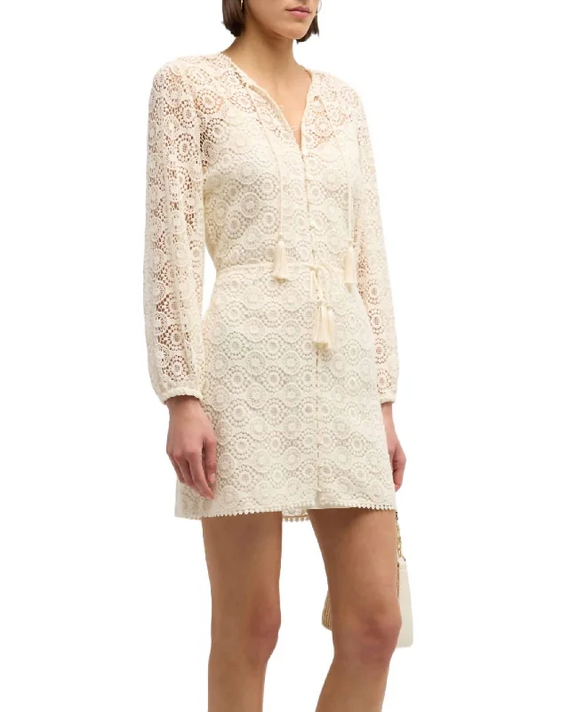 Women's High-Fashion Apparel Lace Tassle Dress In Cream