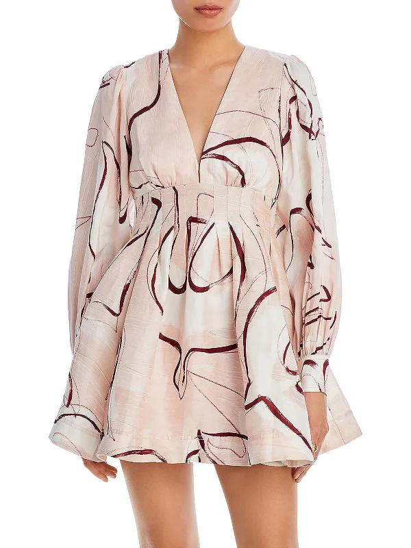 Women's Evening Wear Amelia Womens Printed Short Fit & Flare Dress