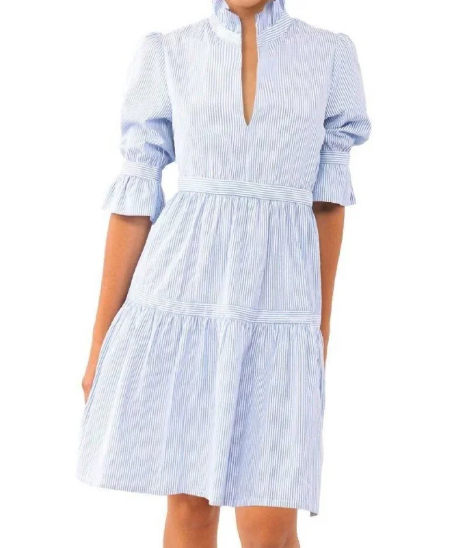Everyday Basics Teardrop Dress - Stripe Wash & Wear In Periwinkle