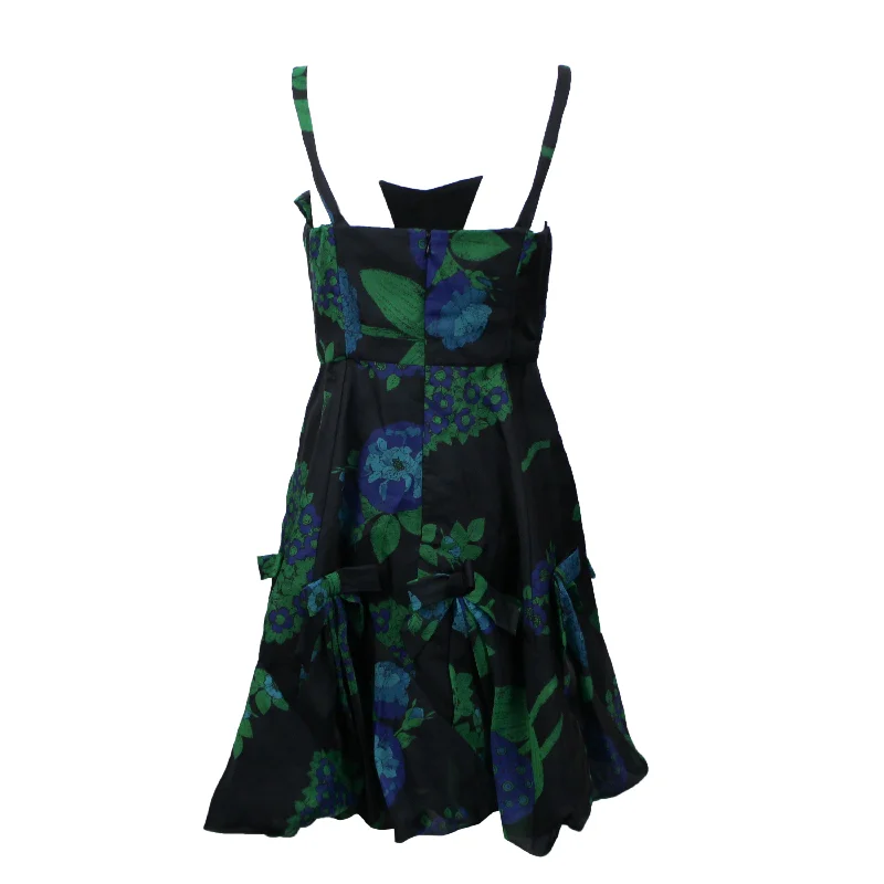 Women's Fashionable Attire For Work Anna Sui Floral Print Organza Dress - Black