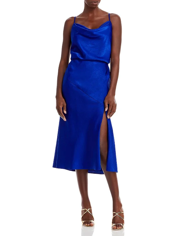 Hot Deals Womens Cowl Neck Side Slit Slip Dress