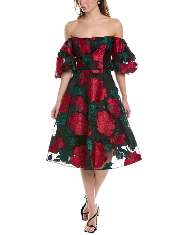 Exquisite Craftsmanship Marchesa Notte Off-The-Shoulder Cocktail Dress
