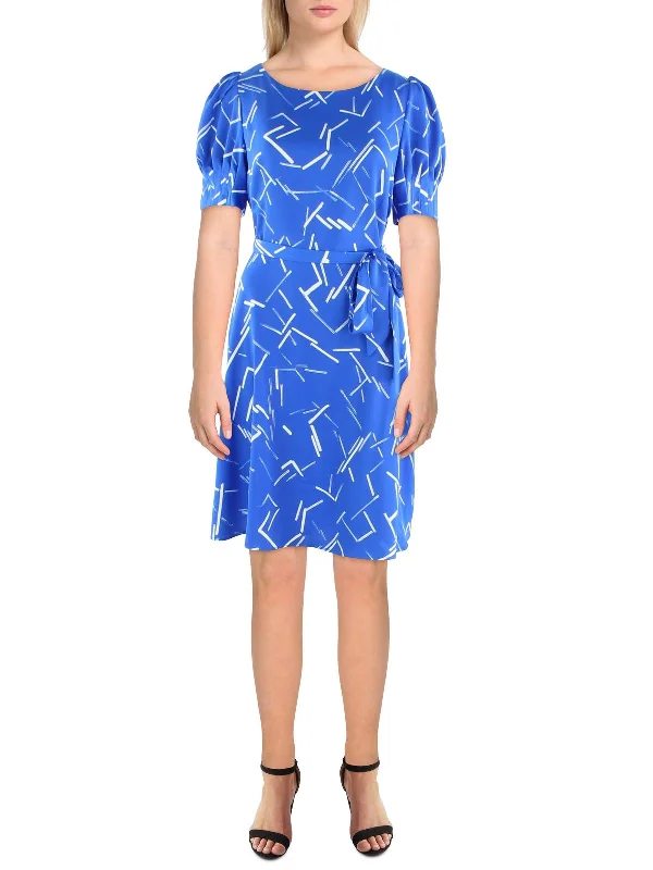 Hurry Before It's Gone Womens Satin Printed Fit & Flare Dress