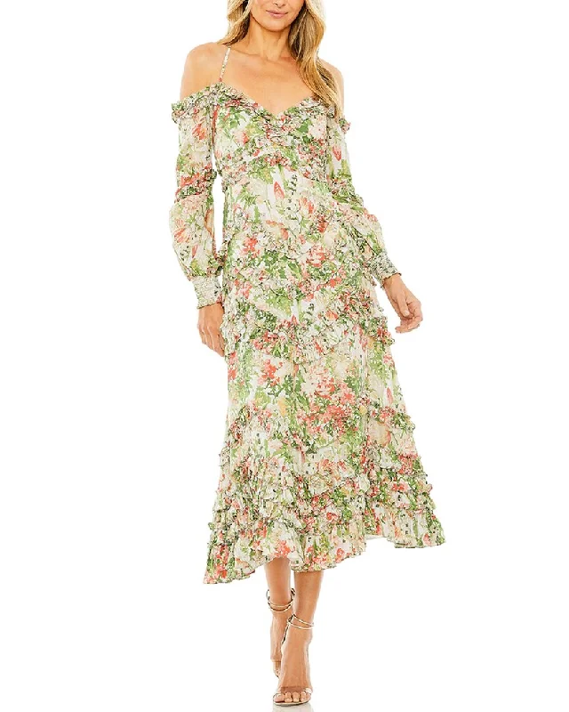 Get The Latest Trends Mac Duggal Floral Ruffle Detail Dress