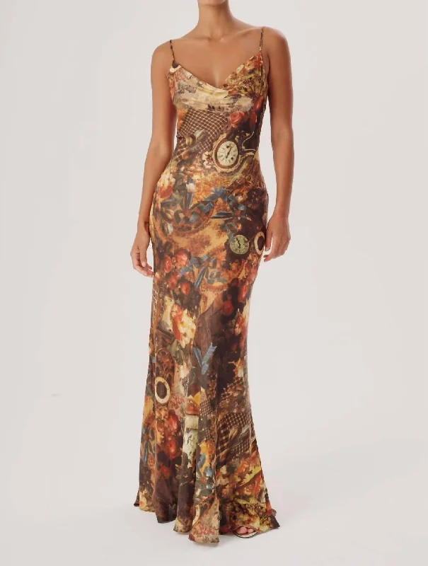 Timeless Elegant Damian Dress In Bronze Combo