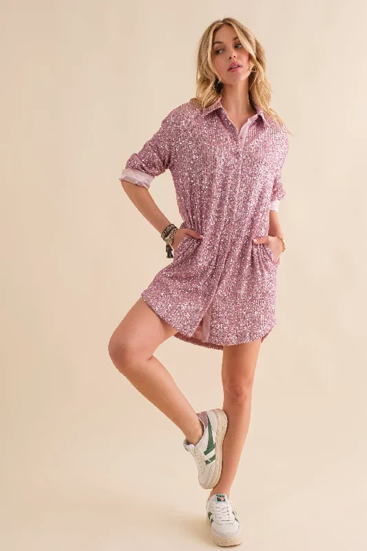 Grab The Hottest Deals Before They Disappear Pink Button-Down Dress