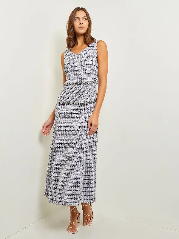Top Brand Discounts Maxi Drop Waist Dress - Fringe Trim Soft Tweed Knit