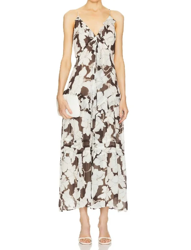 Women's Office Clothing Boa Dress In Mocha Floral
