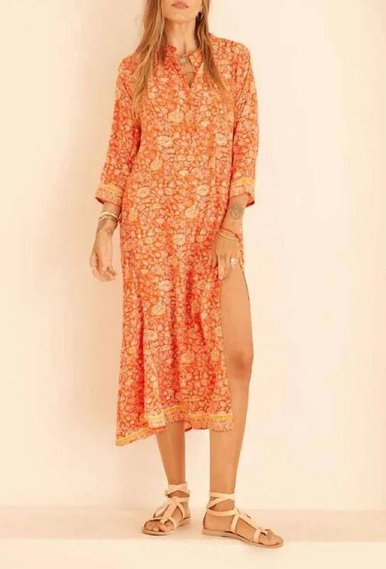 Elegant Details Isobel Silk Dress in Tuscany Sun
