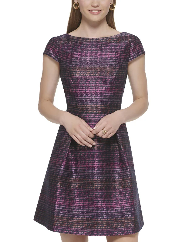 Saturday Steals – Grab Your Favorites Womens Metallic Stripe Shadow Fit & Flare Dress