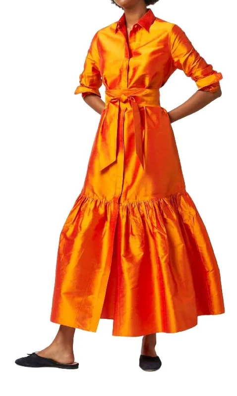 Chic Style, Always In Vogue Manon Dress In Tangerine Silk Shantung