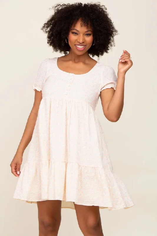 Your Shopping Spree Starts Here Cream Micro Floral Babydoll Dress