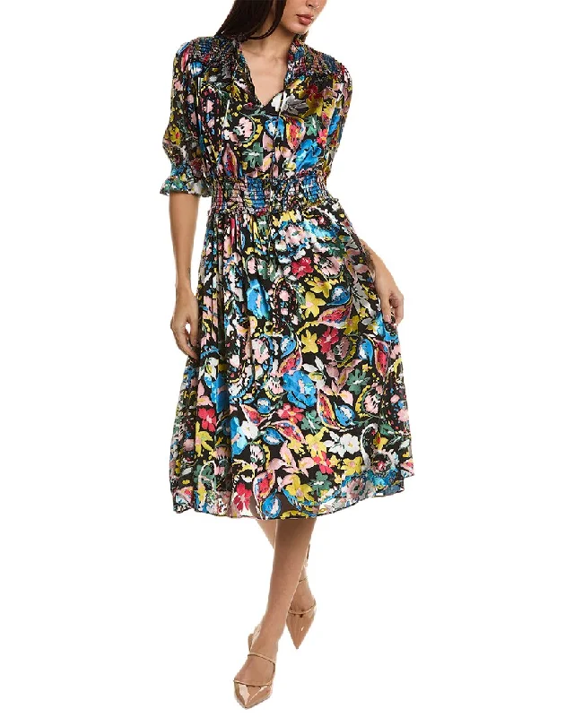 Women Wear Brands Elie Tahari The Althea Silk-Blend Dress