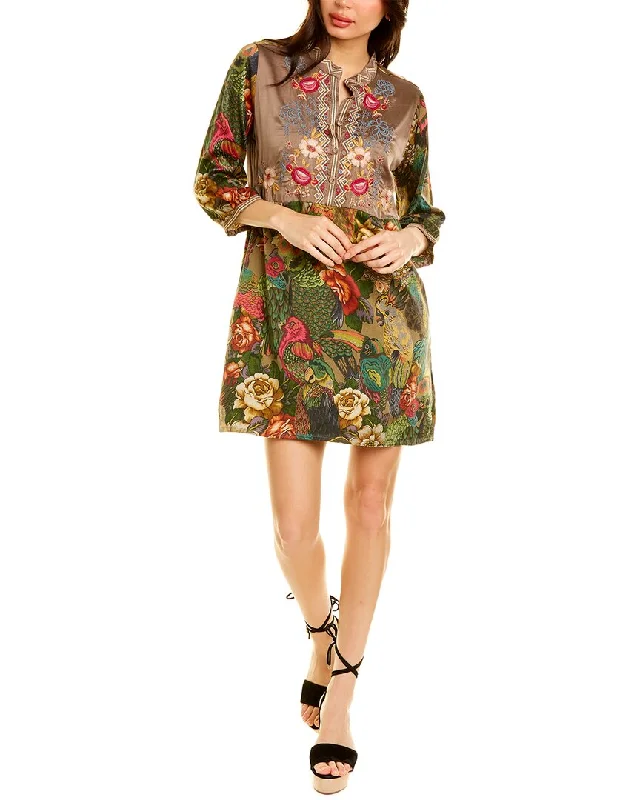 Floral Style Johnny Was Parrot Gweneth Tunic Silk-Blend Dress