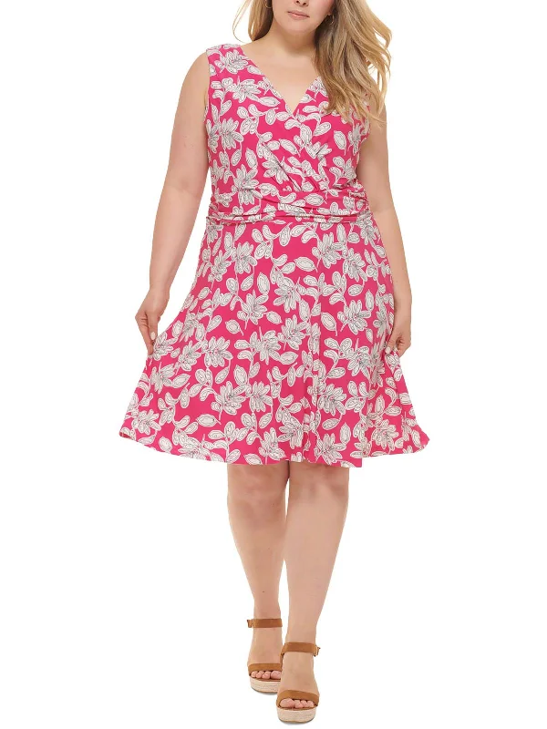 Flash Sale Online Plus Womens Printed Knee-Length Fit & Flare Dress