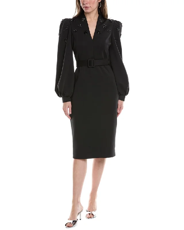 Online Boutiques Clothing Badgley Mischka Brooch Coatdress
