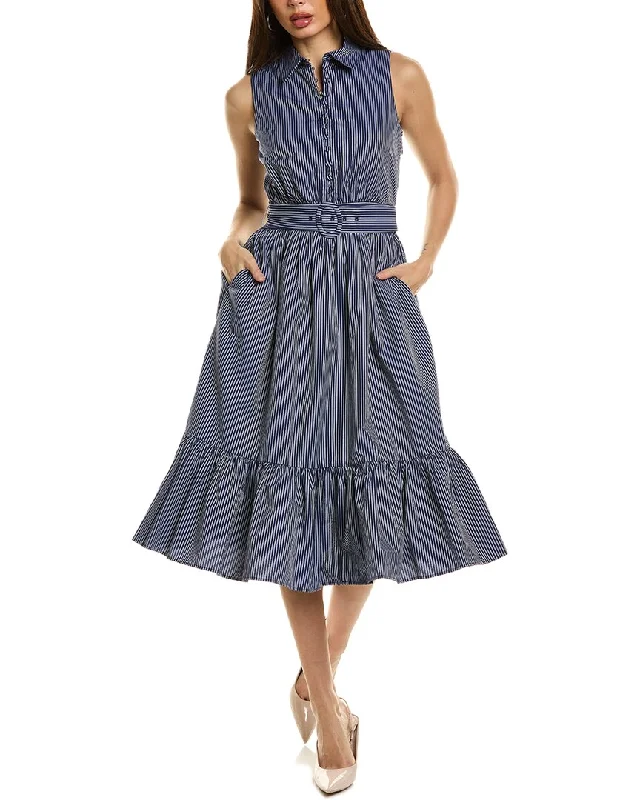 Y2K Nostalgic Fashion Look Elie Tahari The Amanda Stripe Belted Dress