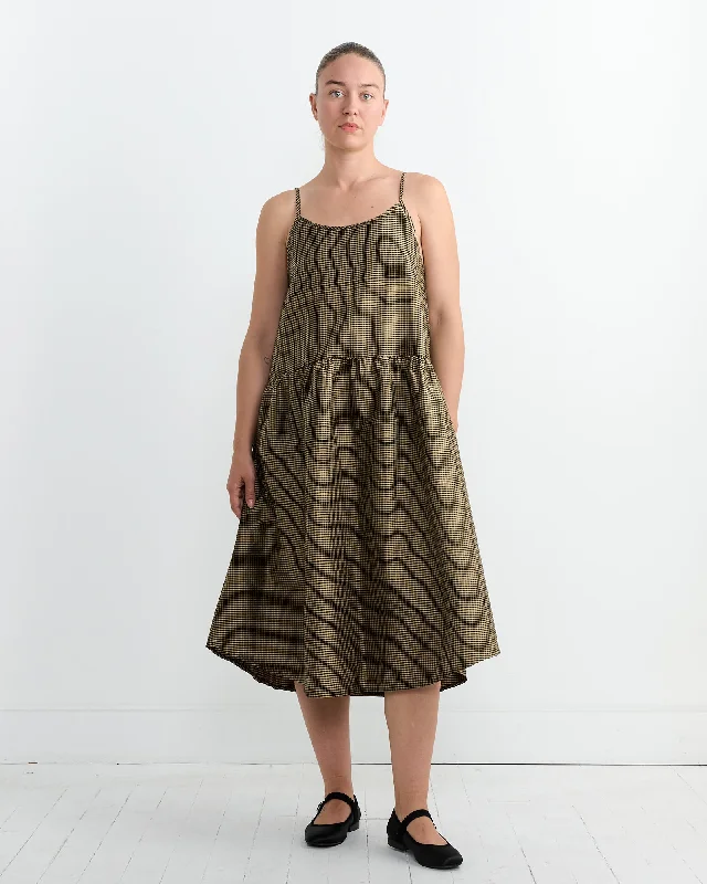 Women's Comfortable Lounge Attire Sophie Dress in Gold Check