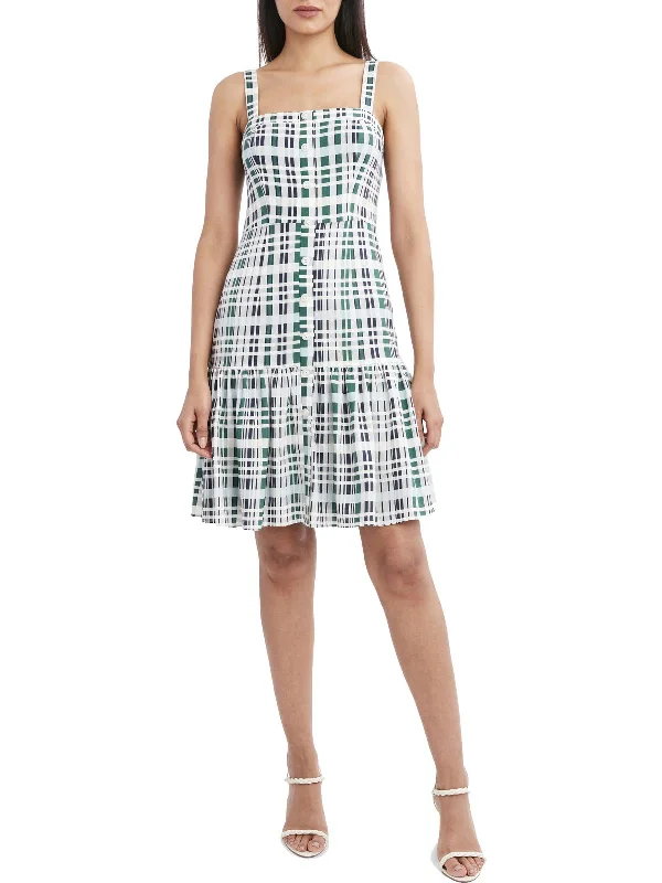 End-Of-Week Exclusive Deals Womens Linen Blend Plaid Sundress