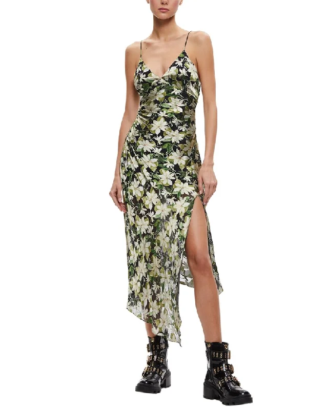 Women's Cozy Outfit For Lounging alice + olivia Shawna Silk-Blend Slip Dress