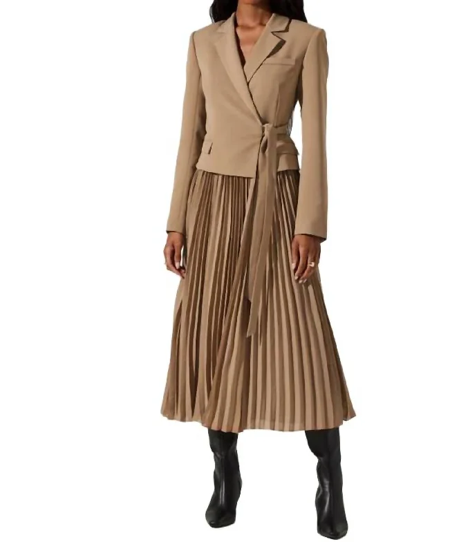 Online Boutiques Best Sekani Mixed Media Dress In Camel
