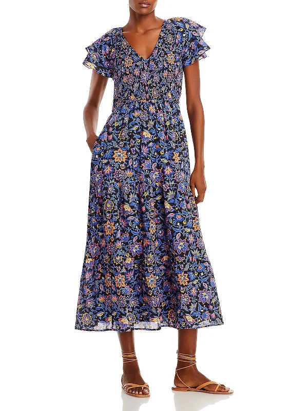Trendy Urban Attire IRA Womens Smocked Long Fit & Flare Dress