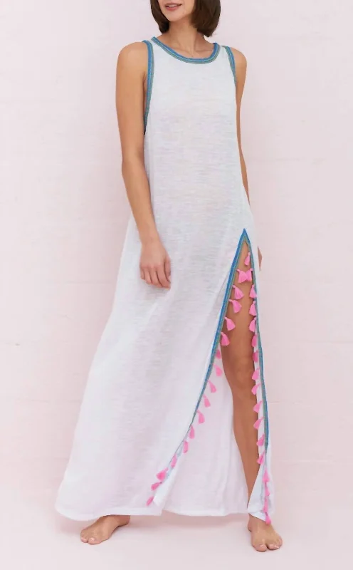 Weekend Exclusive Tassel Slit Dress in White
