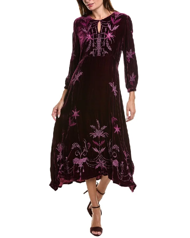 Charming Women's Garments Johnny Was Ivey Velvet Field Silk-Blend Tiered Dress