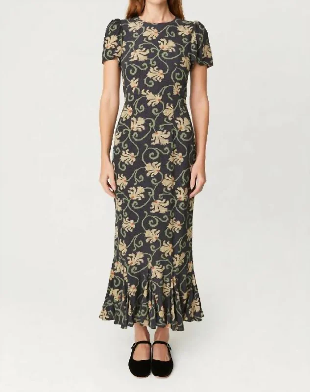 Women's Clothing Brands Lulani Dress In Black Mosaic Blossom