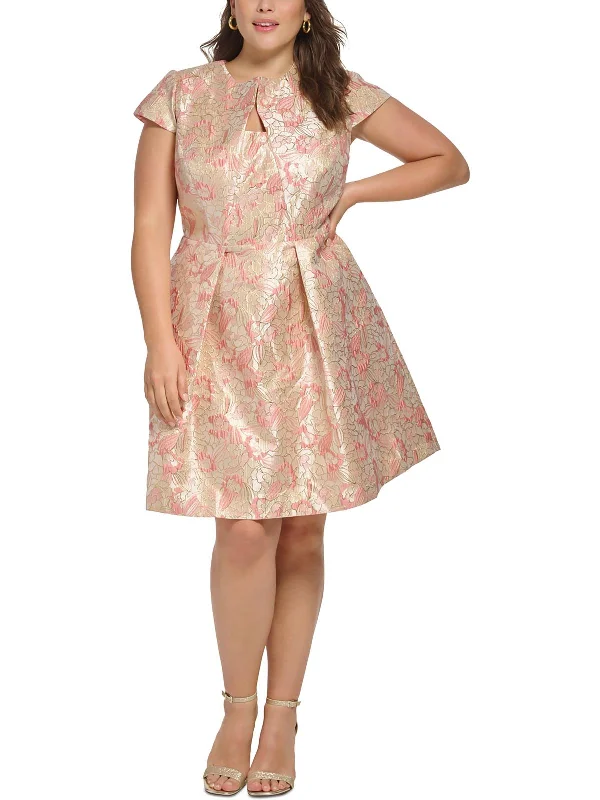 Weekend-Only Price Drops Plus Womens Metallic Knee-Length Fit & Flare Dress