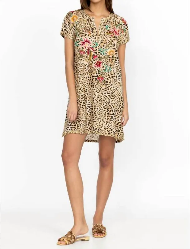 Comfortable Women's Clothing Maisie Easy Button Tunic Dress In Multi