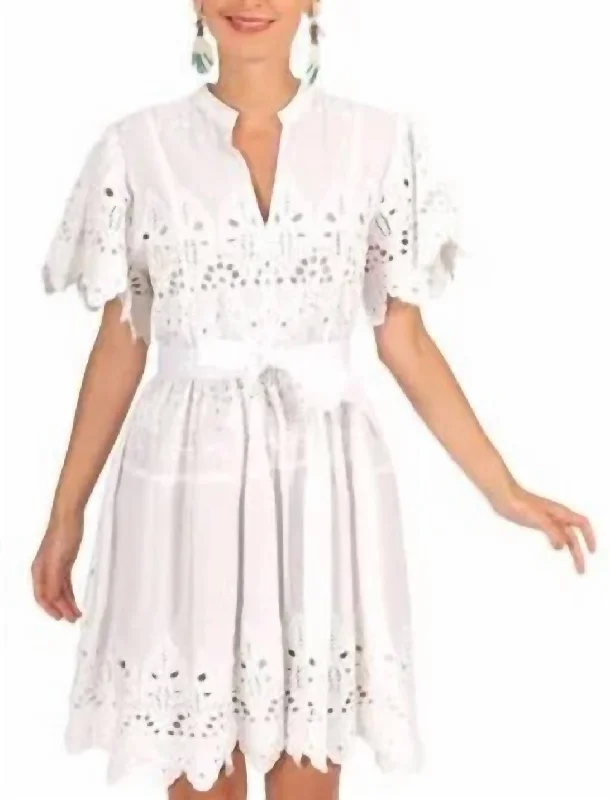 Free Spirited Fashion Heavily Embroidered Cotton Magnifico Dress In White