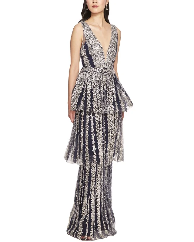 Best Clearance Sales Right Now Marchesa Notte Sleeveless Tiered Ball Solid Dress