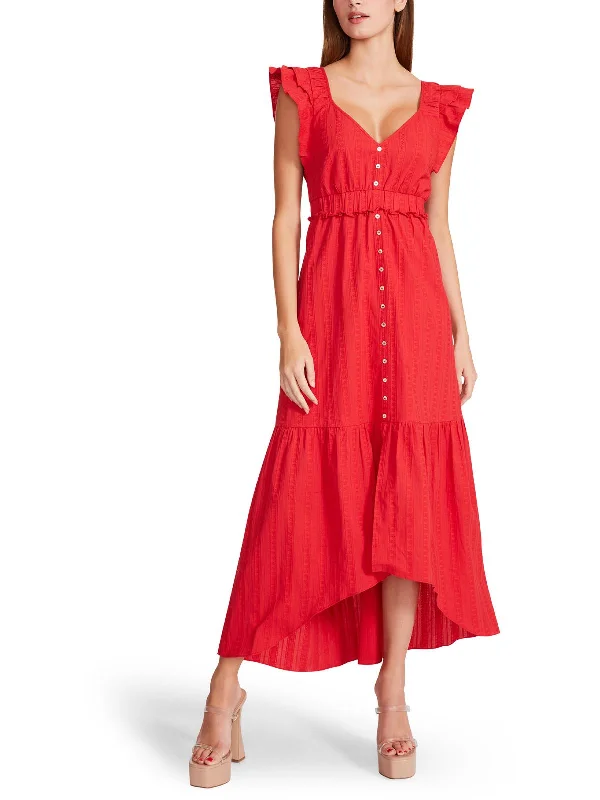Wardrobe Update Womens Ruffle Sleeve Hi-Low Sundress