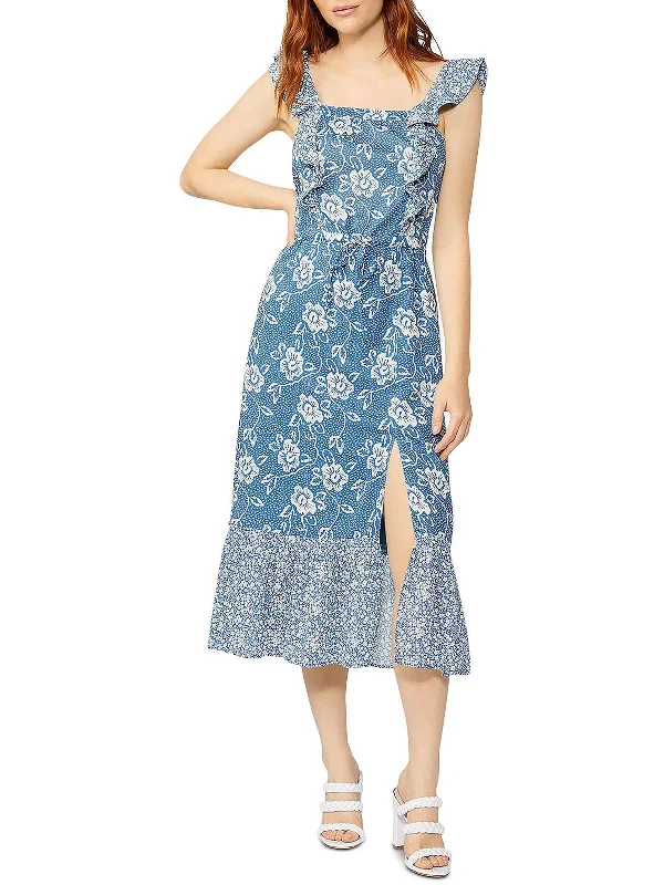 Chic & Modern Sales Womens Floral Print Tea-Length Fit & Flare Dress