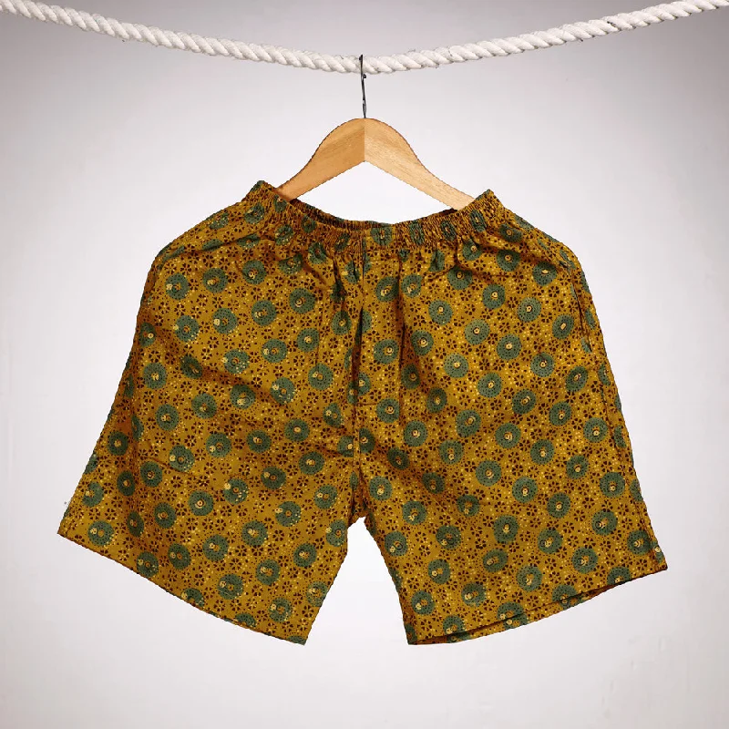 Fashion-forward Women's Wear Yellow - Ajrakh Block Printing Cotton Unisex Boxer/Shorts Fashion-forward Women's Wear Yellow - Ajrakh Block Printing Cotton Unisex Boxer/Shorts