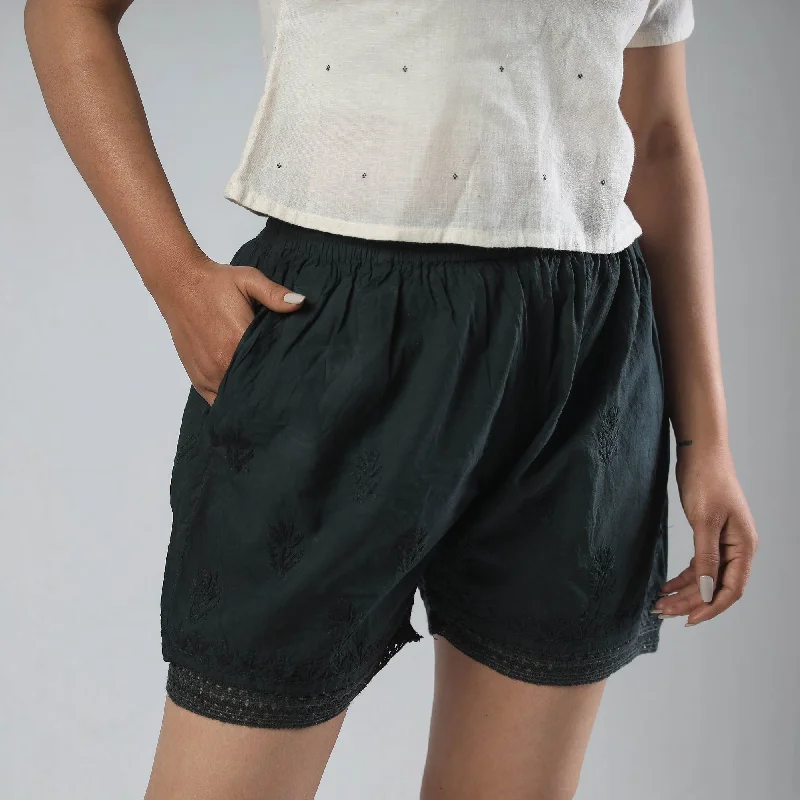 Women's Evening Wear for Special Occasions Black - Chikankari Hand Embroidered Cotton Short Women's Evening Wear for Special Occasions Black - Chikankari Hand Embroidered Cotton Short