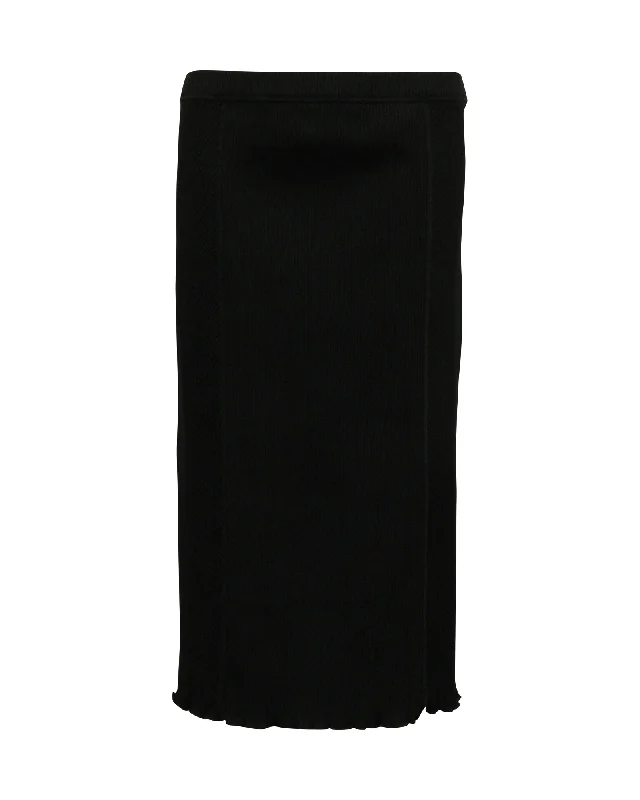 Sophisticated Women's Fashion Theory Knit Midi Skirt in Black Polyamide