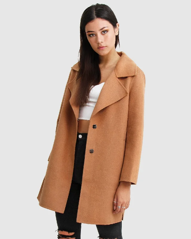 Timeless Women's Fashion Styles Ex-Boyfriend  Wool Blend Oversized Jacket - Camel