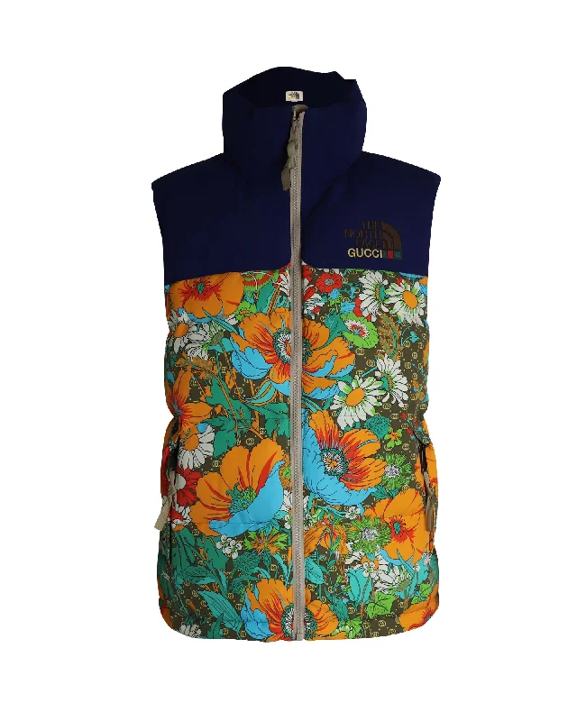 Women's Contemporary Apparel Gucci x The North Face Floral Padded Vest in Multicolor Polyamide Women's Contemporary Apparel Gucci x The North Face Floral Padded Vest in Multicolor Polyamide