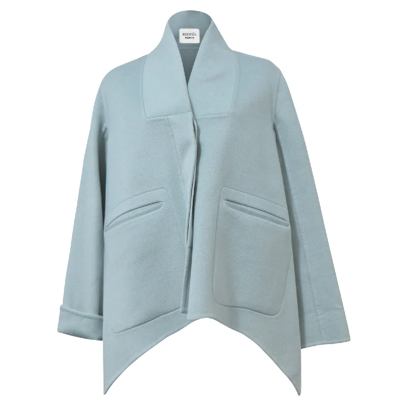 Women Wear Online Hermès Short Coat in Light Blue Wool