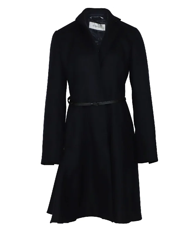 Fashionable Women's Casual Apparel Sportmax Malia Belted Coat in Midnight Blue Wool Fashionable Women's Casual Apparel Sportmax Malia Belted Coat in Midnight Blue Wool